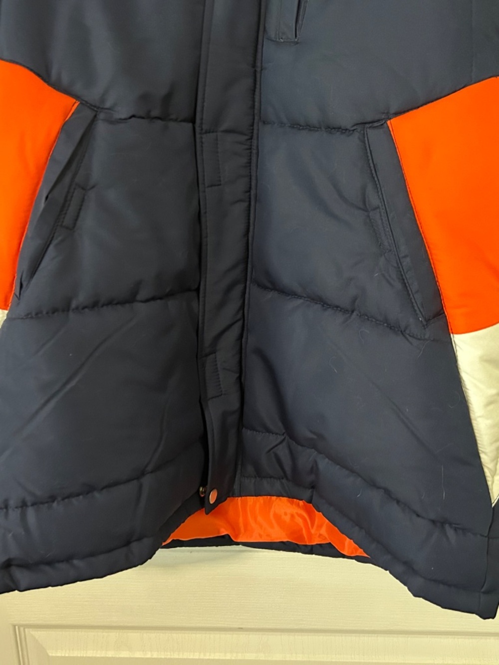 NWT Vintage Reebok NFL Denver Broncos Youth XL Puffer Jacket Coat Navy Orange - Picture 6 of 13